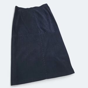 Kim Rogers Black Faux Suede Long Skirt Size 12 P Petite